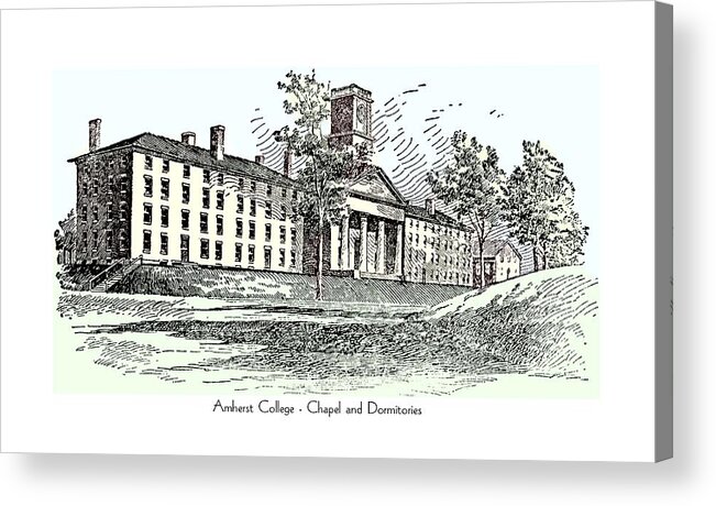 Amherst Acrylic Print featuring the digital art Amherst College - Chapel and Dormitories by John Madison