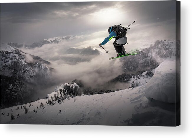 Mountains Acrylic Print featuring the photograph Backcountry Skiing by Sandi Bertoncelj