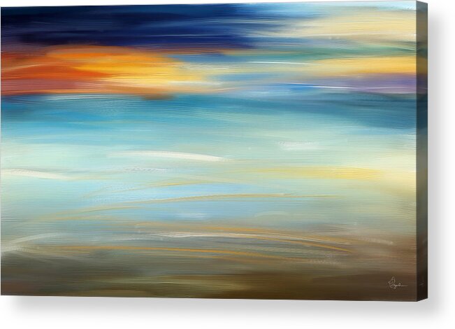 Seascapes Abstract Acrylic Print featuring the painting Breeze-Seascapes Abstract Art by Lourry Legarde