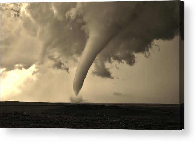 Tornado Acrylic Print featuring the photograph Campo Tornado Black and White by Ed Sweeney