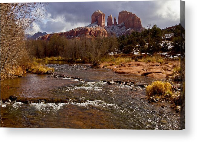 Cathedral Rock Acrylic Print featuring the photograph Cathedral's Dusting by Tom Kelly