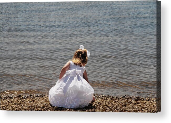 Girl Acrylic Print featuring the photograph Collecting Shells by Linda Segerson