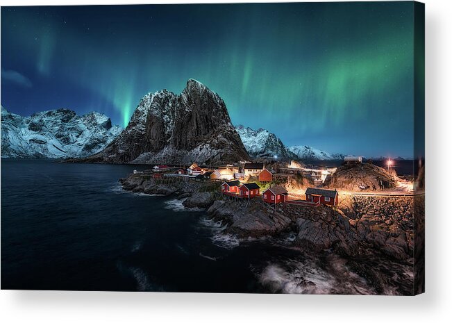 Lofoten Acrylic Print featuring the photograph Dancing Over Hamnoy by Javier De La