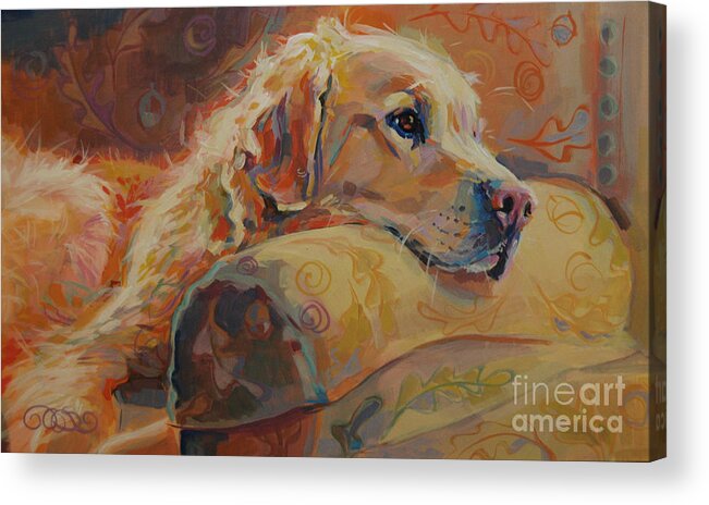 Golden Retriever Acrylic Print featuring the painting Daydream by Kimberly Santini