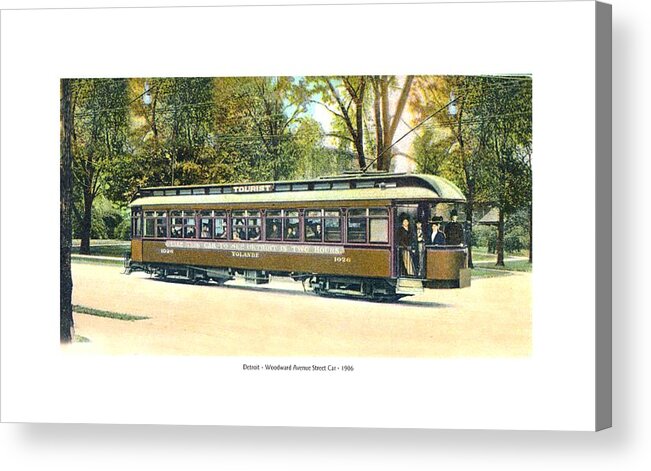 Woodward Acrylic Print featuring the digital art Detroit - Woodward Avenue Streetcar - 1910 by John Madison