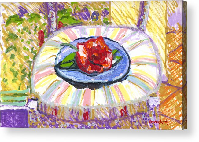 Flowers Acrylic Print featuring the painting Flower on Chair by Candace Lovely