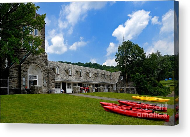 2 Seat Acrylic Print featuring the photograph Kayaks at Boat House by Amy Cicconi