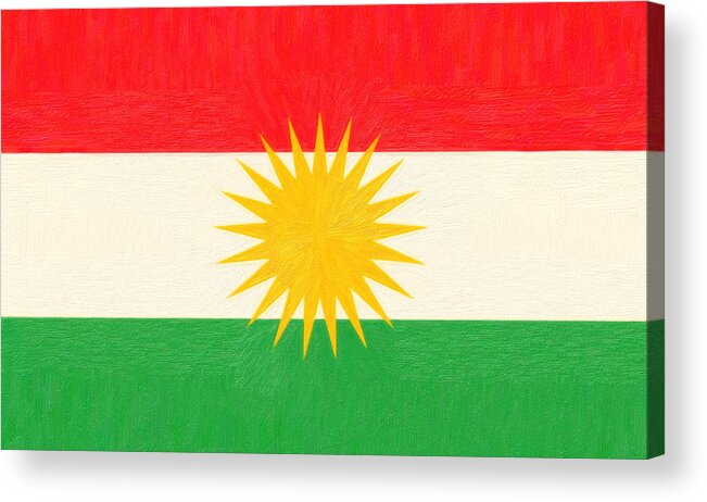 Kurdish Life In Kurdistan Poster Acrylic Print featuring the painting Kurdish Flag by MotionAge Designs