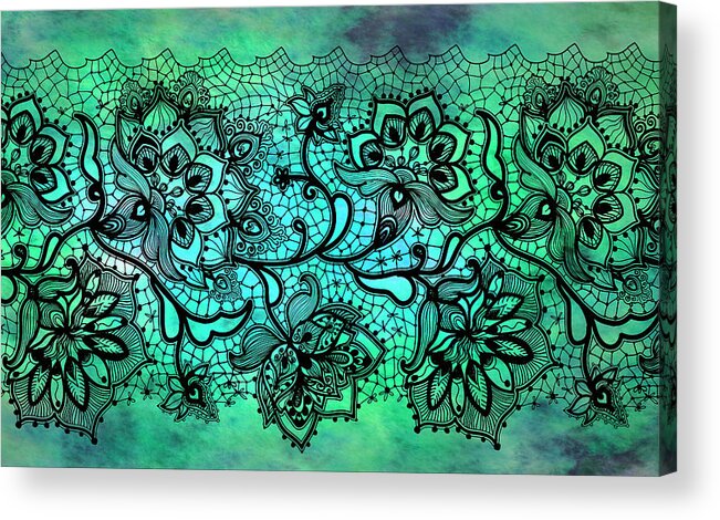 Lace Acrylic Print featuring the digital art Lace - Malachite by Lilia S
