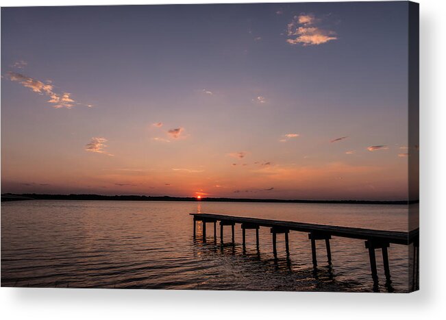 Sunset Acrylic Print featuring the photograph Lake Sunset over Pier by Todd Aaron