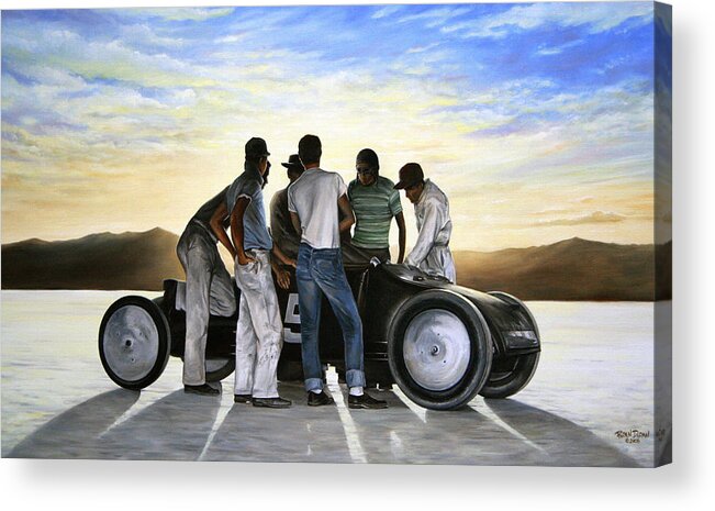 Hot Rod Acrylic Print featuring the painting Lakester at Dawn by Ruben Duran