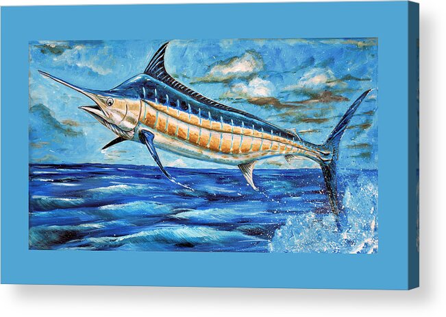 Marlin Acrylic Print featuring the painting Leaping Marlin by Steve Ozment