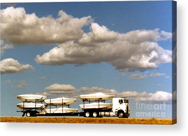 Truck Acrylic Print featuring the photograph Headed Home for Halloween Loaded Truck in the Clouds by Phyllis Kaltenbach