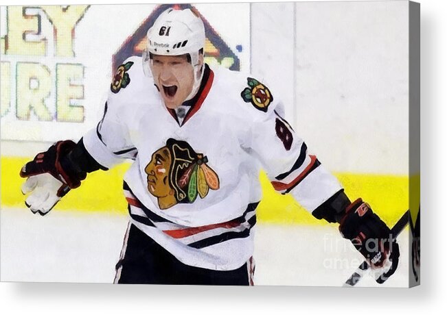 Marian Hossa Acrylic Print featuring the painting Marian Hossa by Vincent Monozlay