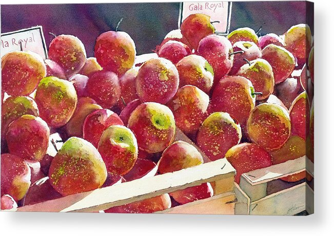 Apple Acrylic Print featuring the painting Market Apples by Greg and Linda Halom