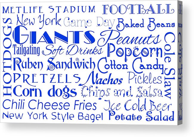 Andee Design Football Acrylic Print featuring the digital art New York Giants Game Day Food 1 by Andee Design