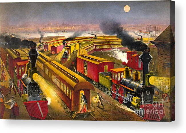 Night Trains 1876 Acrylic Print featuring the photograph Night Trains 1876 by Padre Art