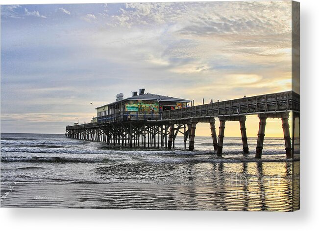 Beach Acrylic Print featuring the photograph November Morning at Sun Glow Pier by Deborah Benoit