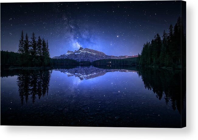 Banff Acrylic Print featuring the photograph Perfect Two Jack Lake Reflection by Jes??s M. Garc??a