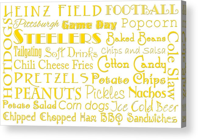 Andee Design Football Acrylic Print featuring the digital art Pittsburgh Steelers Game Day Food 1 by Andee Design