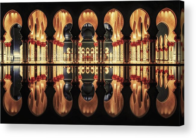 Mosque Acrylic Print featuring the photograph Reflections In The Mosque by Massimo Cuomo