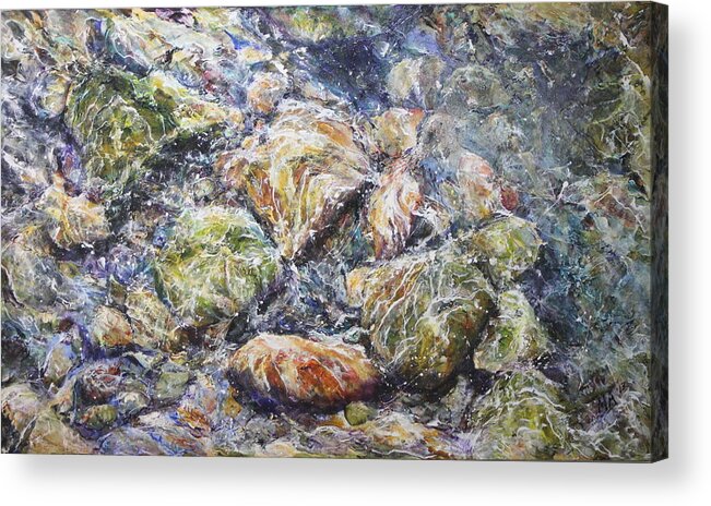 River Rocks Acrylic Print featuring the painting Rocas del Rio by Madeleine Arnett