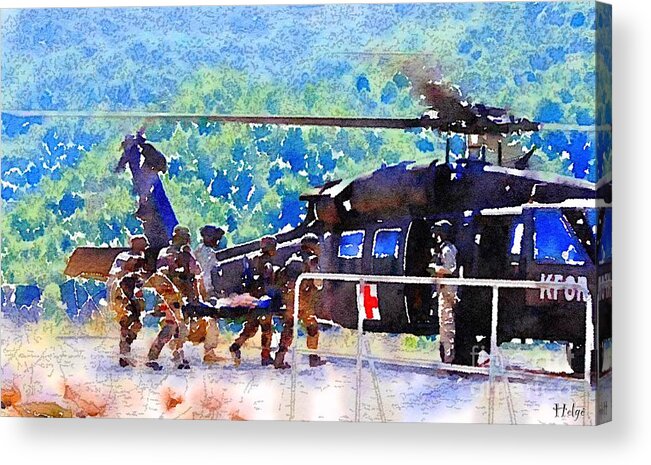 Medical Evacuation Acrylic Print featuring the painting Salvation by HELGE Art Gallery