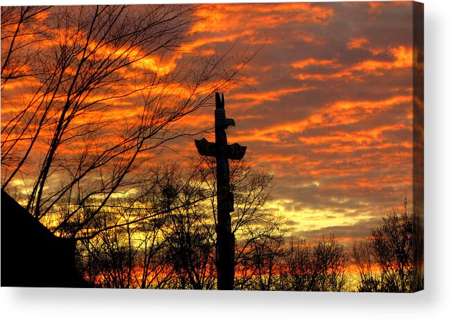 Sunrise Acrylic Print featuring the photograph School Totem Pole Sunrise by Sarah Gage