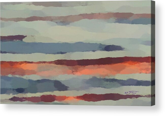 Hawaiian Sunset Acrylic Print featuring the painting Sunset Reflections Panel Four by Stephen Jorgensen
