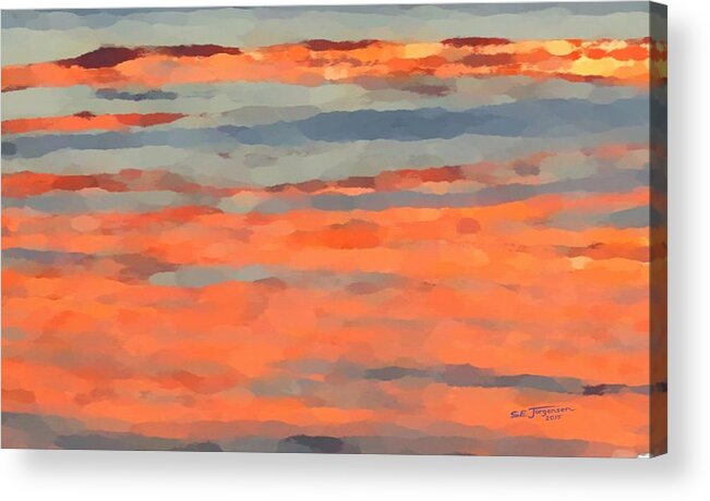 Hawaiian Sunset Acrylic Print featuring the painting Sunset Reflections Panel Two by Stephen Jorgensen