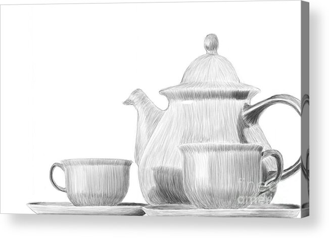 Teaware Acrylic Print featuring the digital art Teaware by Jon Munson II