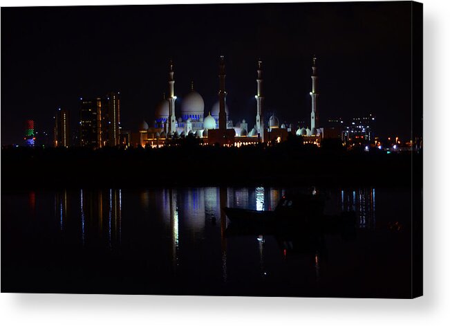 Mosque Acrylic Print featuring the photograph The Moonlit Mosque by Farah Faizal