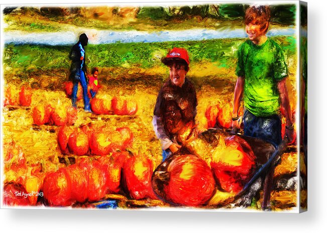 Art Acrylic Print featuring the painting The Pumpkin Patch by Ted Azriel