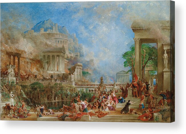 The Sack Of Corinth Acrylic Print featuring the painting The Sack of Corinth by Thomas Allom