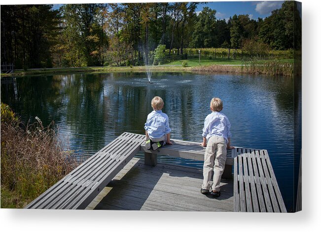 2013 Acrylic Print featuring the photograph Twins at Pond by Monroe Payne