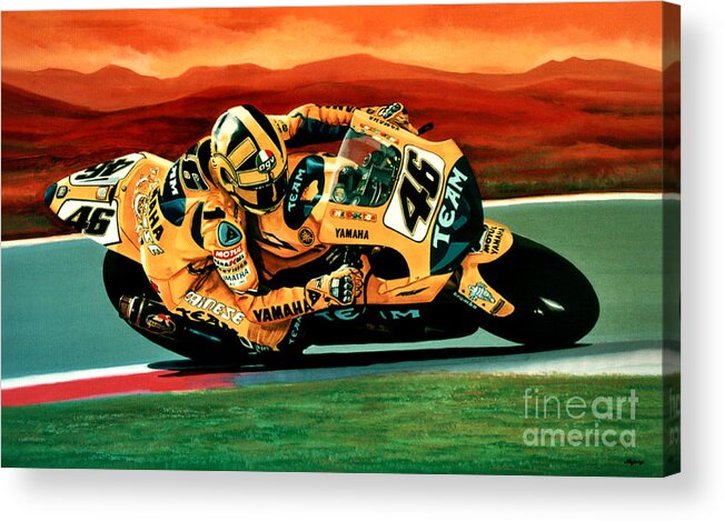 Valentino Rossi Acrylic Print featuring the painting Valentino Rossi The Doctor by Paul Meijering