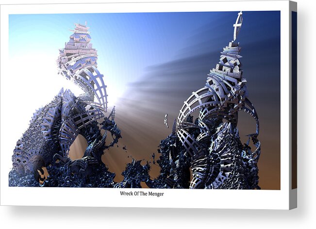 Mandelbulb 3d Acrylic Print featuring the digital art Wreck Of The Menger by Hal Tenny