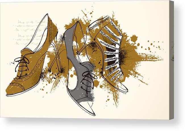 Horizontal Acrylic Print featuring the digital art Feminine Shoes #6 by Eastnine Inc.