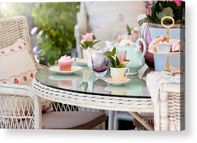 Dining Acrylic Print featuring the photograph Afternoon tea and cakes by Simon Bratt