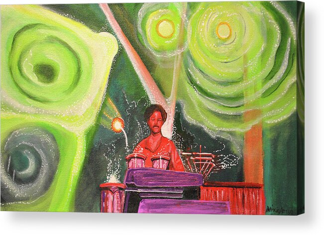 Umphrey's Mcgee Acrylic Print featuring the painting The Percussionist by Patricia Arroyo