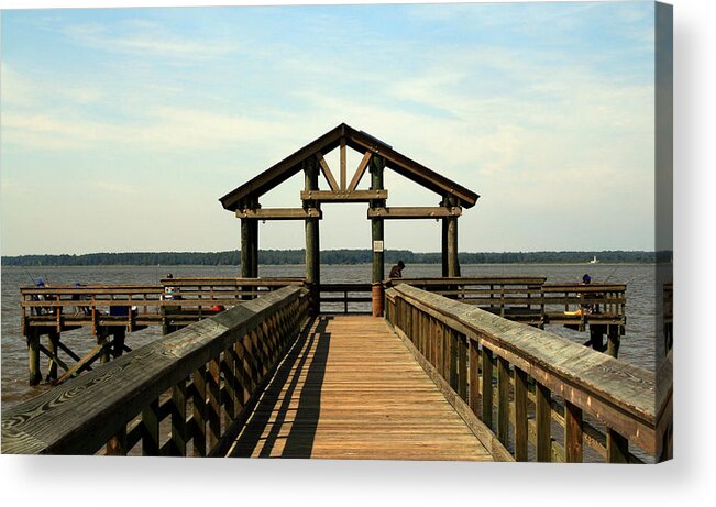 Fish Acrylic Print featuring the photograph Yorktown Pier by Karen Harrison Brown