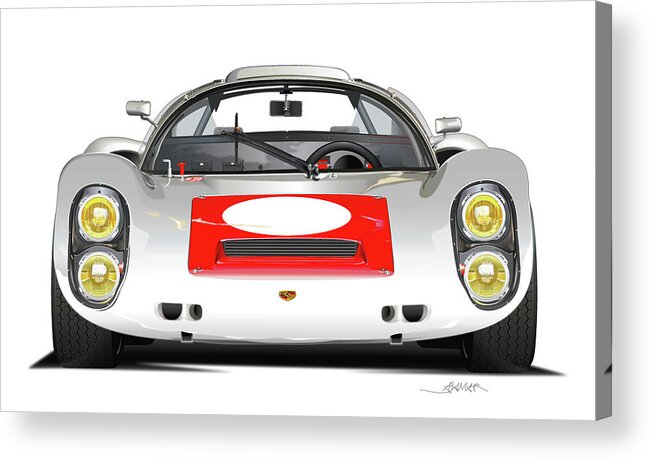 Porsche Carrera 10 Acrylic Print featuring the drawing 1967 Porsche 910 illustration by Alain Jamar