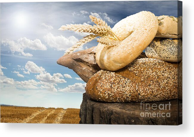 Agriculture Acrylic Print featuring the photograph Bread and wheat cereal crops #5 by Deyan Georgiev