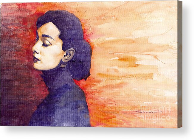 Watercolour Acrylic Print featuring the painting Audrey Hepburn 1 by Yuriy Shevchuk