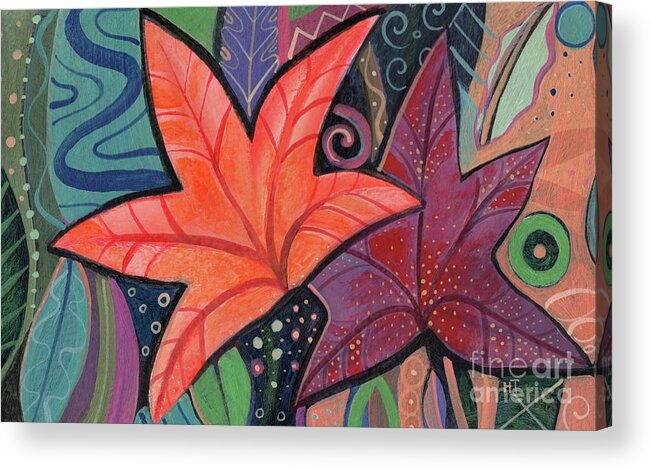 Leaves Acrylic Print featuring the painting Colorful Fall by Helena Tiainen