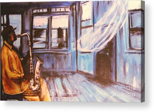 New Orleans Acrylic Print featuring the painting Da-Blues/ New Orleans by Tyrone Hart