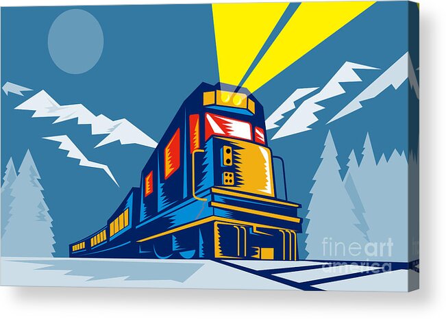 Diesel Train Acrylic Print featuring the digital art Diesel train winter by Aloysius Patrimonio