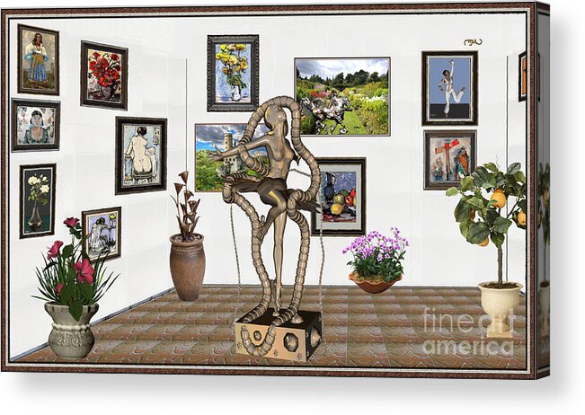 Modern Painting Acrylic Print featuring the mixed media Digital Exhibition _ Modern Statue  Of Dancing Girl by Pemaro
