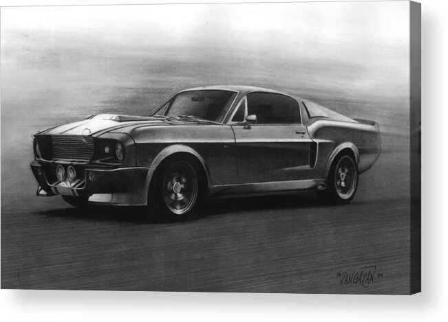 Illustration Acrylic Print featuring the drawing Eleanor GT 500 by Tim Dangaran