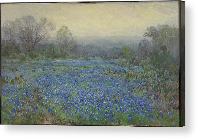 (field Of Bluebonnets) Acrylic Print featuring the painting Field of Bluebonnets by Celestial Images